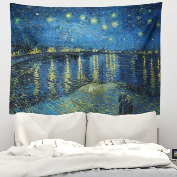 Huge Starry Night Over the Rhone Vincent Van Gogh Wall Art Hanging Tapestry New - Picture 7 of 10